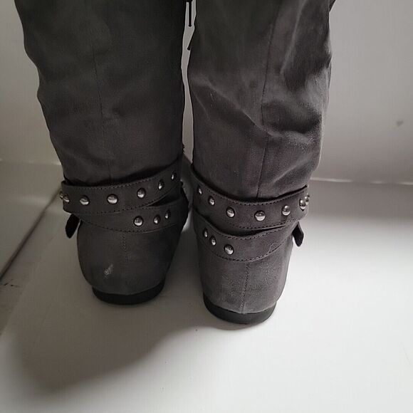 SO Rebecca Grey Women tall Trey suede boots Sz 11 partial zip up - Picture 5 of 8